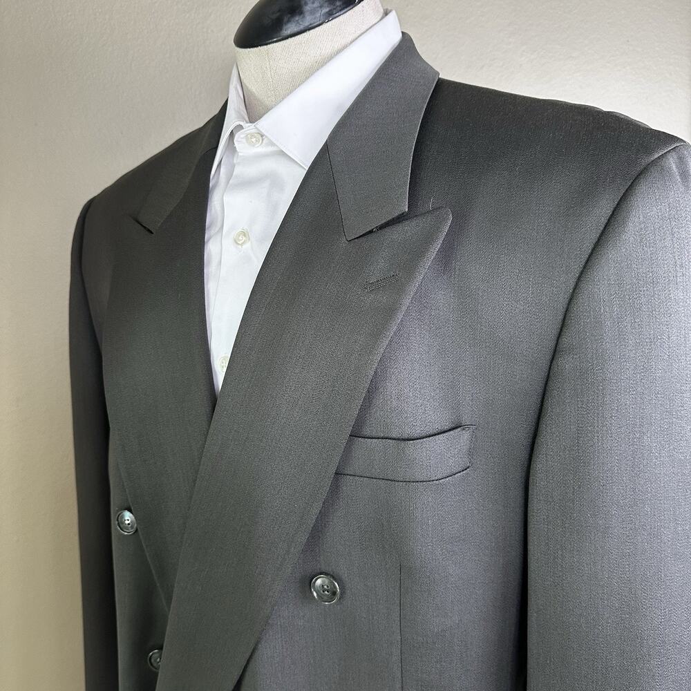 Albert Nipon Men 52r Double Breasted Dark Olive B… - image 5